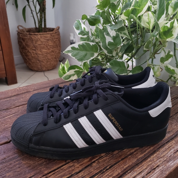 Adidas Superstar Black with White Stripes Men's Sneakers Size 11.5 - Picture 7 of 11